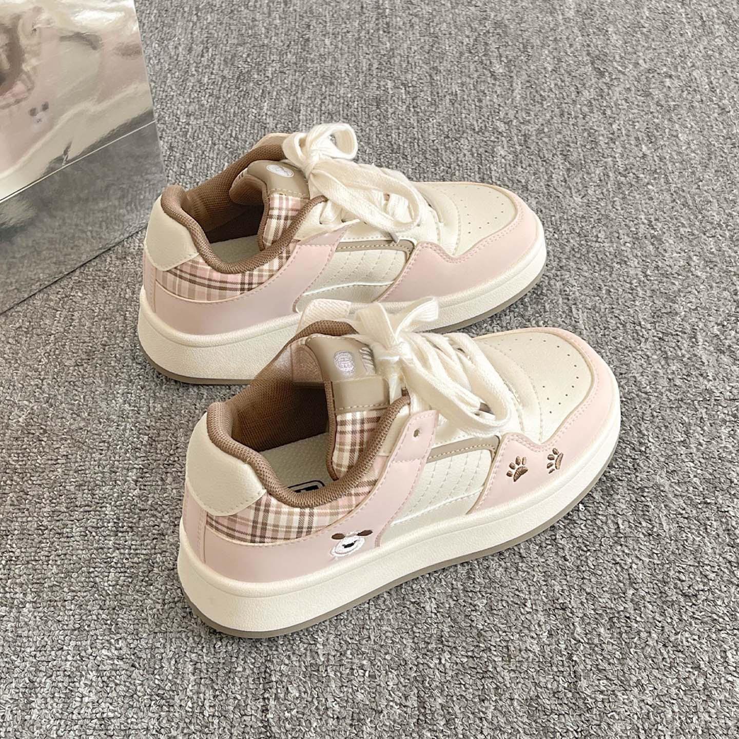 

[Дядя Обувь] Корейские новые академические женские туфли 2025 повседневные на толстой подошве на шнуровке белые туфли весенне-осенние кеды женские 40