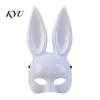 Funny Cartoon Rabbit Mask Halloween Bunny Half Face Mask, Costume Prop with Long Ear Strap Ears, Plastic Cosplay for Adults, Masquerade Party
