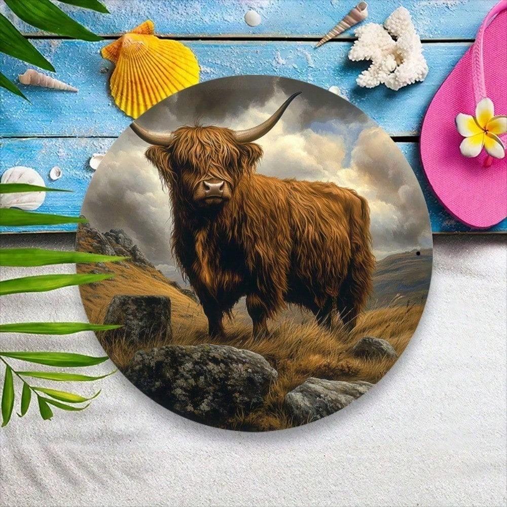 Vintage Highland Cow Metal Wall Art Retro Aluminum Plaque Home Decor 7.87 Inch