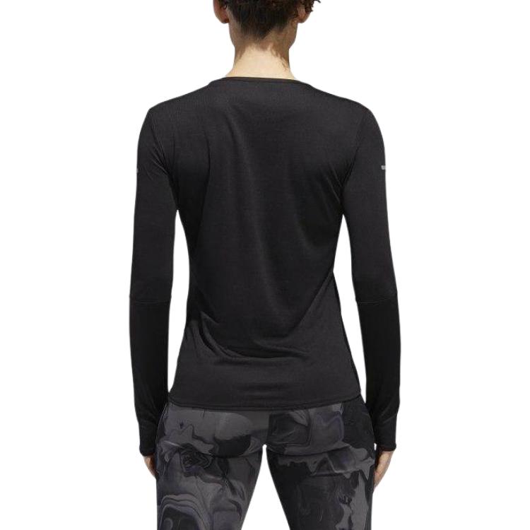 adidas Casual Sports Round Neck Logo Long Sleeve T-Shirt Women Tops Black DM3140