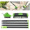 Driveway Crack Cleaning Tool 3-in-1 Deck Brush, Floor Scrub Brush with Long Handle, Detachable Patio Paver Joint Cleaner Weed for Outdoor Stone