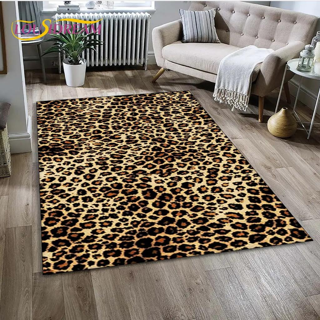 Wild Leopard Print 3D Series Area Rug,Carpet Rug for Home Living Room Bedroom Sofa Doormat Kitchen Decor,kids Non-slip Floor Mat