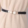 1PC Elegant Double Pearls Buckle Elastic Women Belts Thin Straps Lady Girl Dress Skirt Decor Waistbands Trouser Decoration