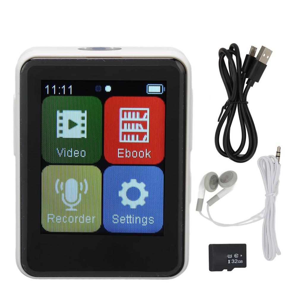 MP3 Player Bluetooth 5.0 Intelligent HD Noise Reduction FM Radio Electric Book 1.8inch Full Touchscreen MP3 Player