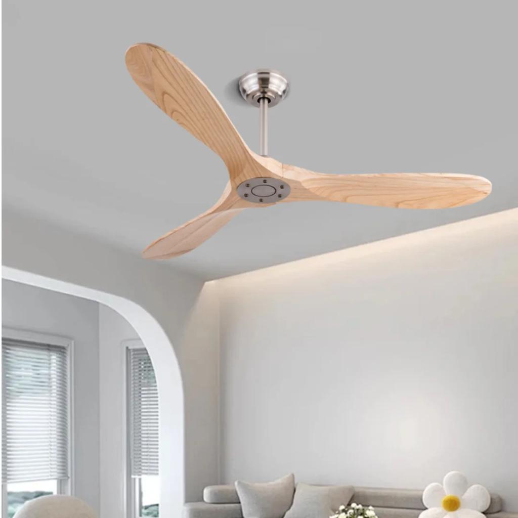 Nur Fernbedienung DC Motor Reversierbetrieb Holzflügel Ventilatoren Beleuchtung Hochwertiges Design Holzventilatoren 42 52 60 Zoll Großer Deckenventilator