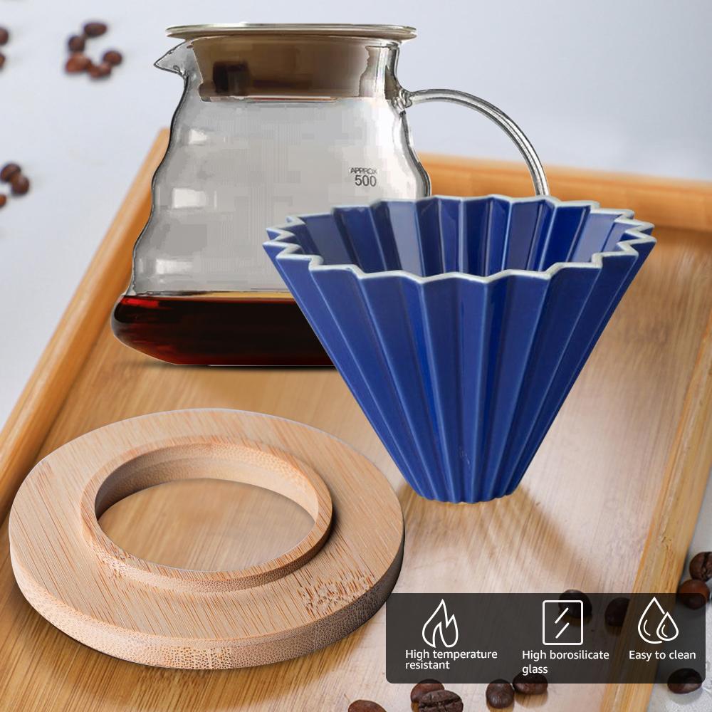 Filtru de cafea ceramică, filtru reutilizabil, filtru de cafea, aparat de cafea cu suport din lemn, pâlnie, picurătoare, tort, filtru, accesorii de cafea