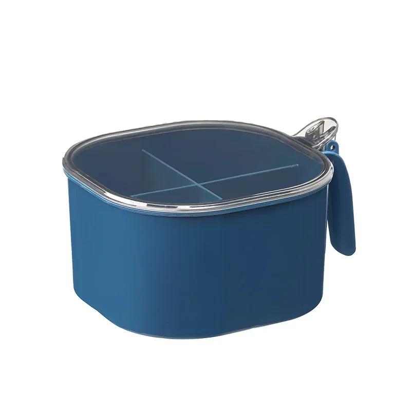 Press Type Four Compartment Transparent Lid Seasoning Box with Spoon for Kitchen