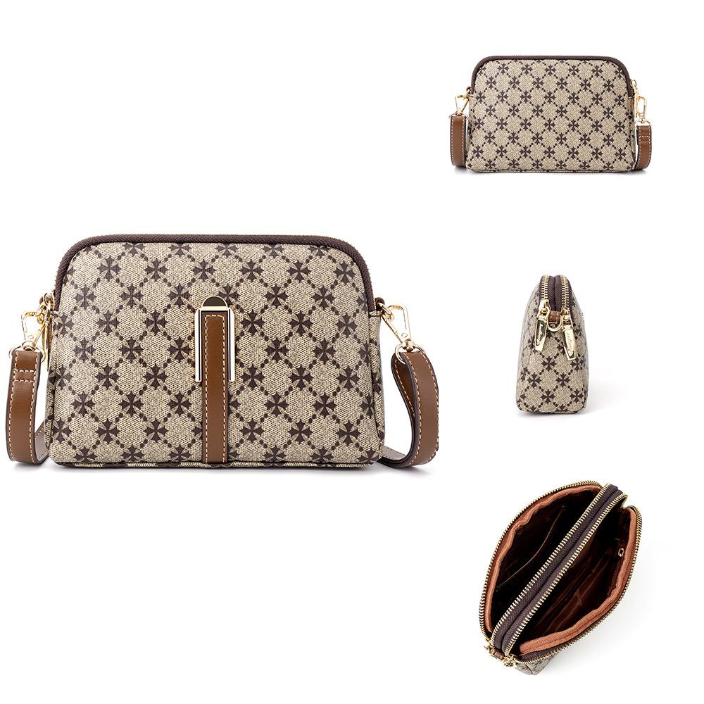 

Женская сумка Baellerry с монограммой в европейском и американском стиле с двойной молнией через плечо, модная маленькая сумка на одно плечо коричневый