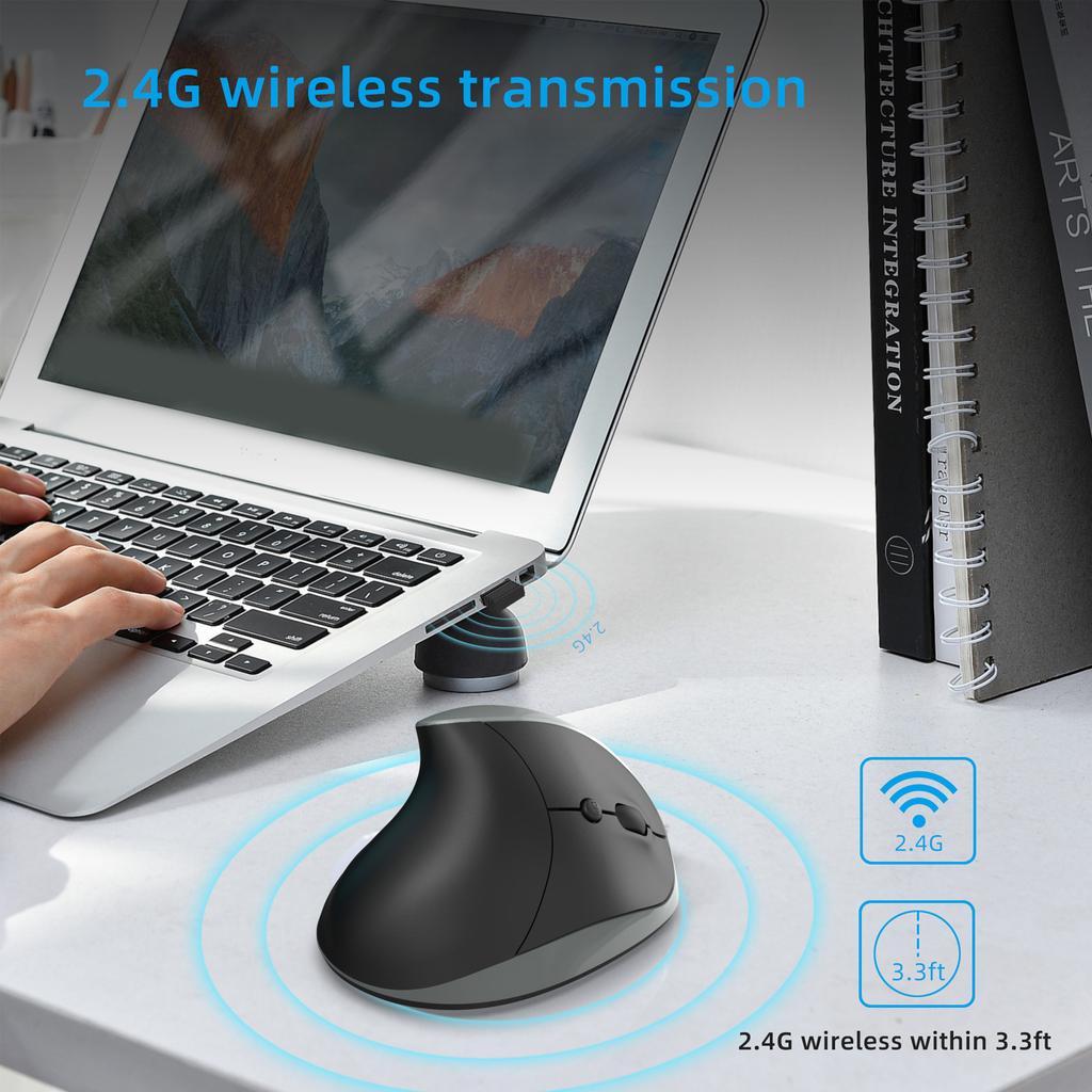 Wireless Vertical Mouse 2.4GHz   Control 800dpi 1600dpi 2400dpi Ergonomic Design Wireless Mouse for