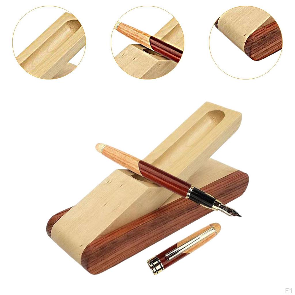 Pen Holder Brush Box Wooden Portable Pencil Storage Case Tabletop Stationery Organiser for Household