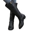 Large size women's winter new women's leather boots side zipper high boots high heel belt buckle knight boots