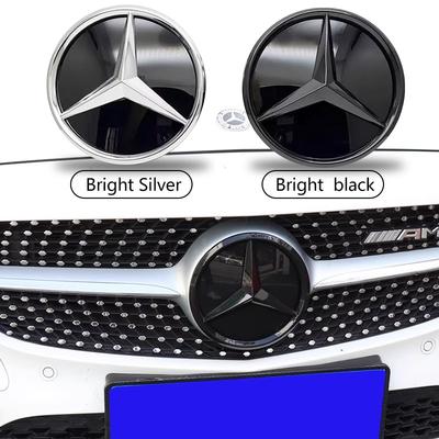 3D Chrom Schwarz Stern Logo Auto Frontgrill Emblem Für Mercedes Benz W205 W212 W207 A B C E SLK GLK CLA CLS Viano GL ML R Klasse
