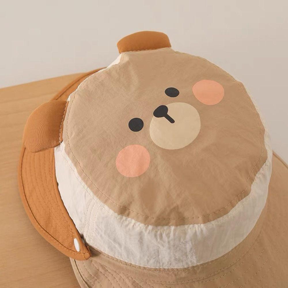 Letter Embroidery Cartoon Animal Bucket Hat Detachable Children's Fisherman Hat  Kid