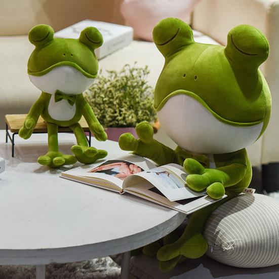 Stuffed Doll Cartoon Skin-friendly Colorful Green Frog Stuffed Doll for Bedroom