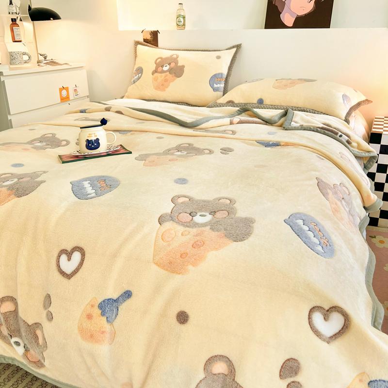 1pc Skin-friendly Blanket Cute Cartoon Bedspread Flannel Blankets Warm Sofa Towel Nap Shawl Cobijas De Camas (No Pillowcase)