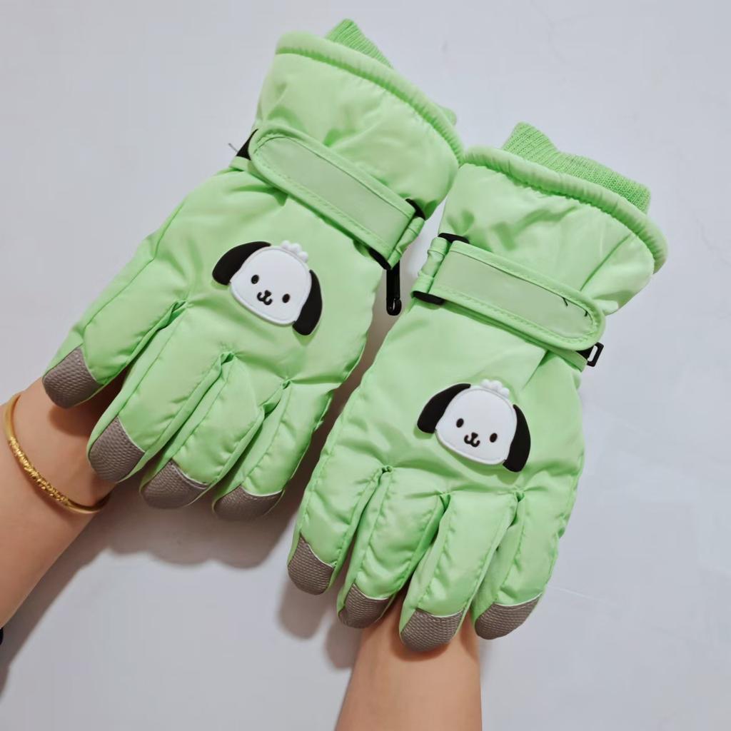 Children's Winter Gloves, Cute Puppy , Thickened Fleece-lined Cotton, Windproof And Warm, Touchscreen Children's Ski Gloves