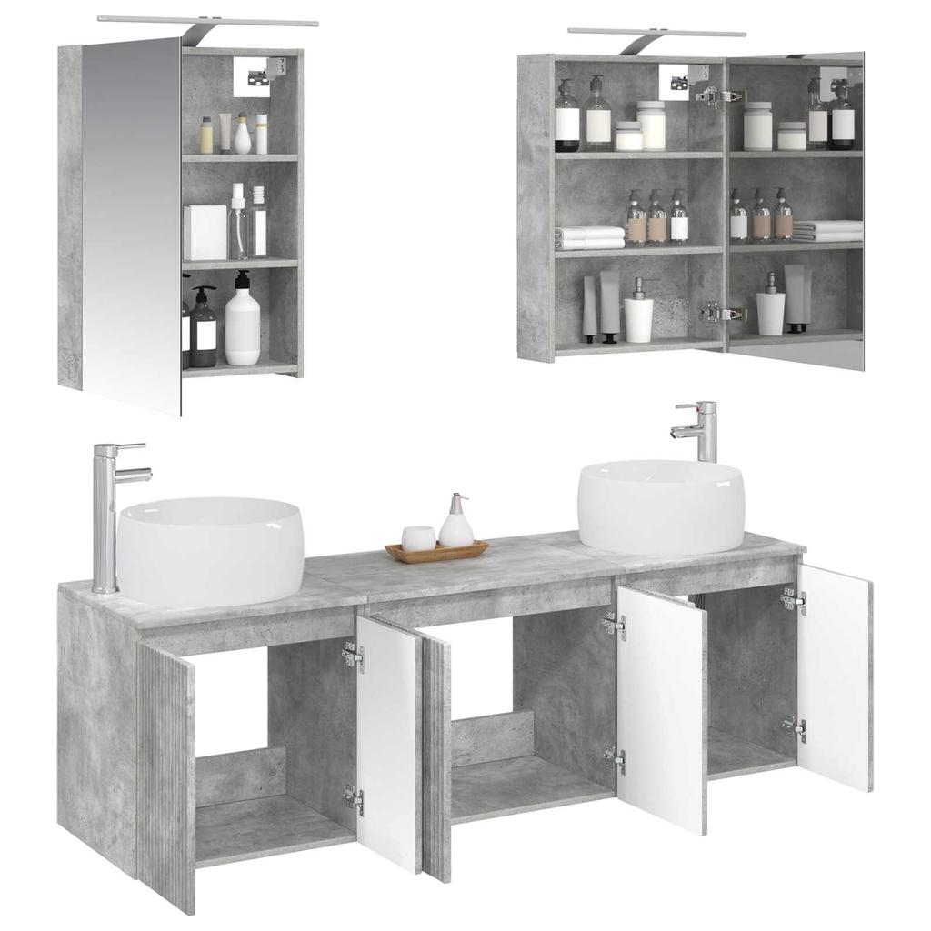 Bathroom Cabinet Set 5 Pcs Concrete Grey Particleboard