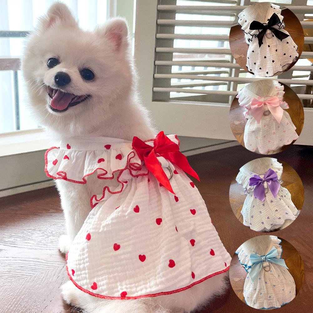 Pet Dresses Sub-Supplies Clothes Spring Summer Dog Cat Teddy Bigbear Pomeranian Love Dog Clothing Cat Clothing