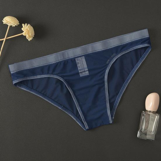 Men Underpants Breathable Mesh See Through No Bulge Pouch Low Waist Close-fitting Thin Summer Cool Triangle Pants Men Clothing