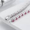 EFFIE QUEEN 3mm Pavé Roter Rubin Rundschliff Tennisarmband 925er Sterlingsilber Zirkon Diamant Armbänder Hochzeits Schmuck Geschenk SB138