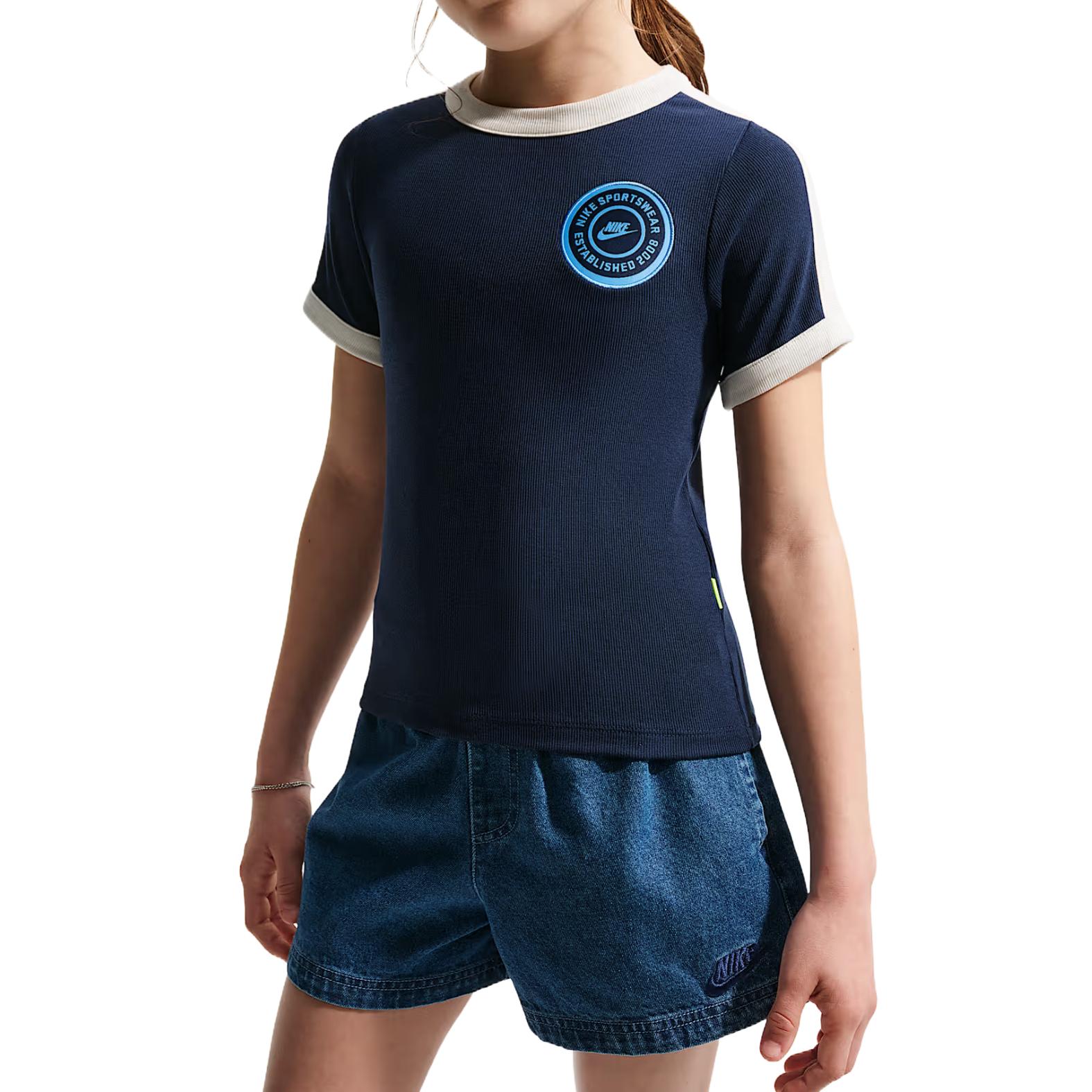 Nike Sportswear T-Shirt Soft Ribbed Comfortable Stretch Kids tops IF2757-410 S