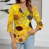 Women's V-neck Gradient Print Three-quarter Sleeve Fashion Top