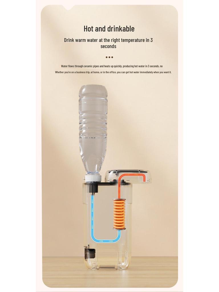 Compact Pump-Action Hot Water Dispenser: Instant Heating Kettle for Home, Travel, Tea & Formula