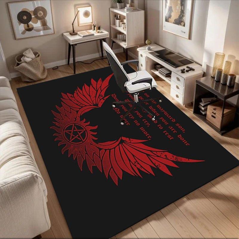 

Carry On My Wayward Son T-Shirt - Supernatural Inspired DesignOffice Mat Perfect for Home Decor Office Desk Chair Rugs Chair Carpet for of 60cm by 90cm