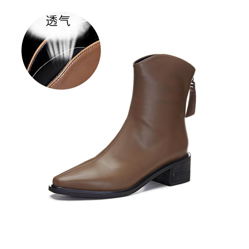 

New pointed boots 2025 autumn thick heel Martin boots women s casual cowboy boots women s versatile boots women s retro women s boots 35 хаки