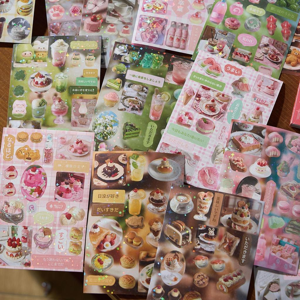 30sheets Kawaii Japanese Baking Dessert Food Die Cutting Sticker Book DIY Diary Scrapbook Aesthetic Stationery Stickers