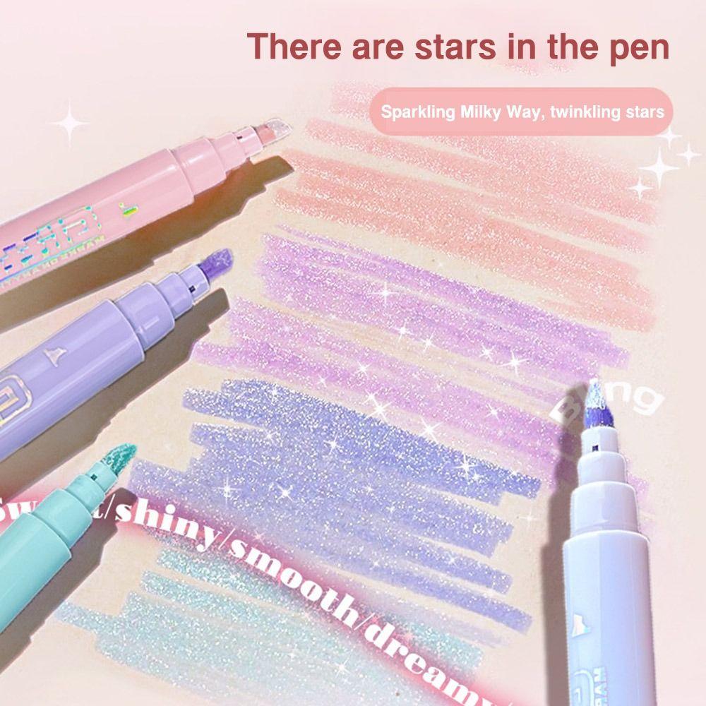 4PCS/Set Plastic Draw Doodle Pens Colorful Shiny Fluorescent Pen  School Office Supplies