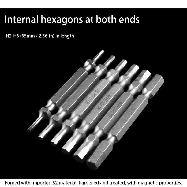 Pack Of 6 Sturdy Magnetic Double Head Hex Bits High Strength Alloy Steel Magnetic Hex Bits For Versatile Applications