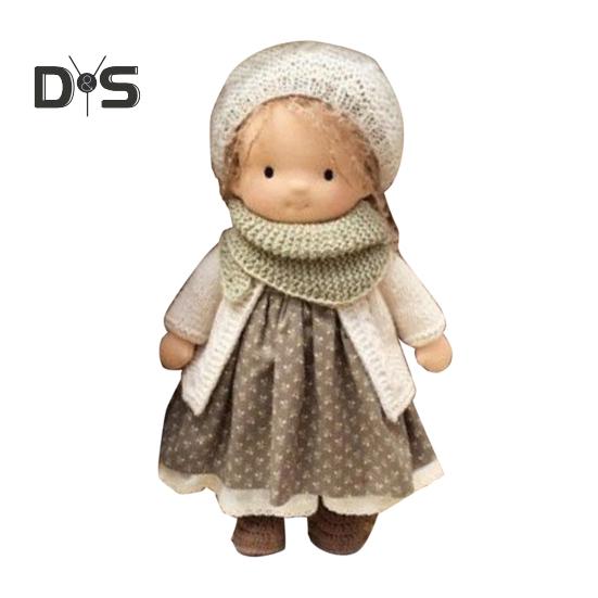 Handmade Waldorf Doll Stylish Clothes Expression Knitted Dolls with Soft Hair Vintage Crocheted Doll Gift for Family Friends Outdoor Travel Home Decor