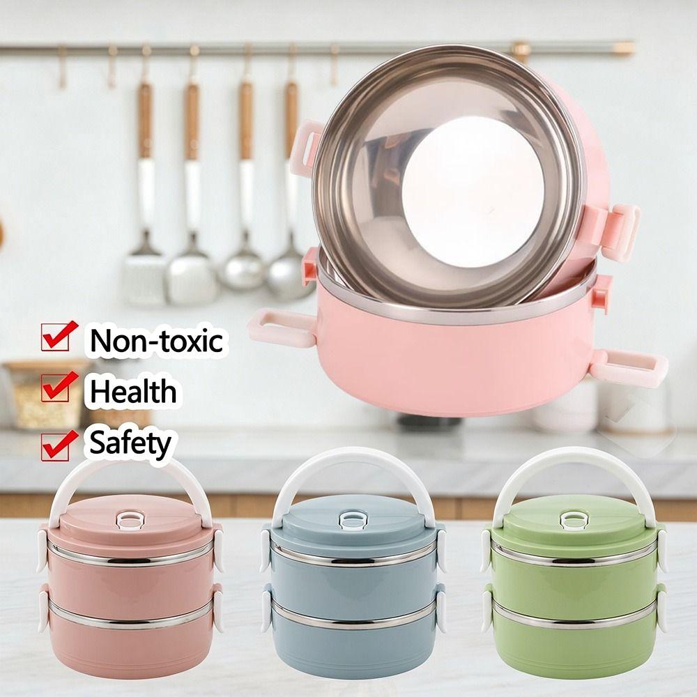 Stackable Food Container Box Round Insulated Soup Thermos Container  for Students&Office Worker