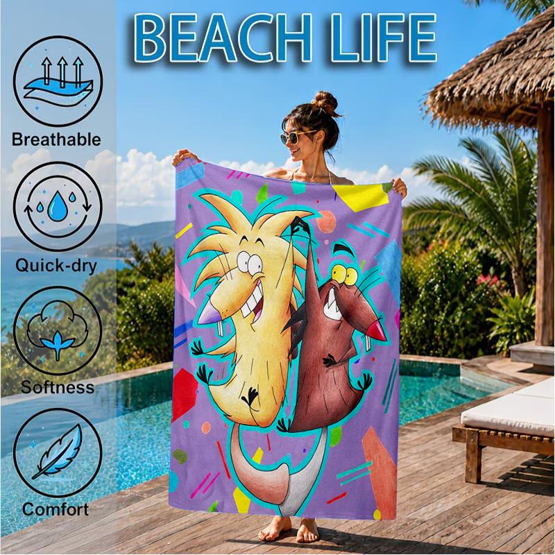 Angry Beavers Adventure Beach Towel, Microfiber Beach Towel, Perfect For Pool, Beach, Travel, Home Decor Beach Party Fan gifts