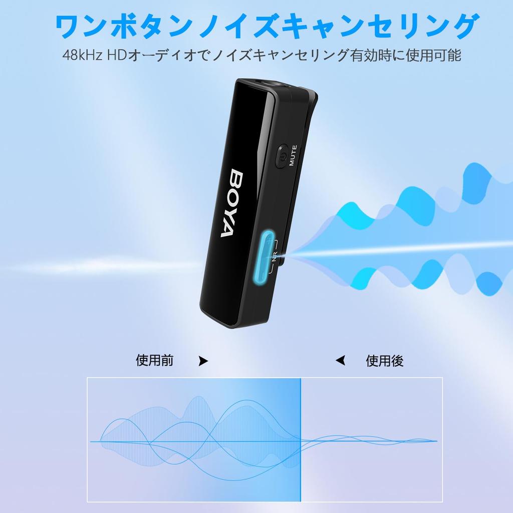 BOYA Wireless Lavalier Microphone All-in-One System for iPhone Android Cameras Lightning USB-C Battery Case for Smartphone DSLR Vlog