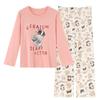 Womens Korean Style Cartoon Pajamas Set with Chest Pad - Long Sleeve, Cute Home Wear for Spring & Autumn (2025)