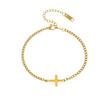 Elegant Gold Cross Stainless Steel Bracelet for Couples