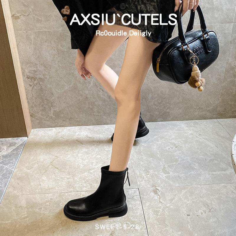 Da. Fu. Ni same Martin boots women's new boots autumn and winter thick-soled fashion British round head thin short boots