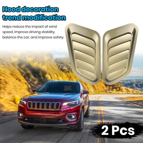2Pcs Car Hood Air Vent Cover UV-proof Non-Fading Solid Color Universal Size Easy To Install Car Hood Vent Scoop Kit