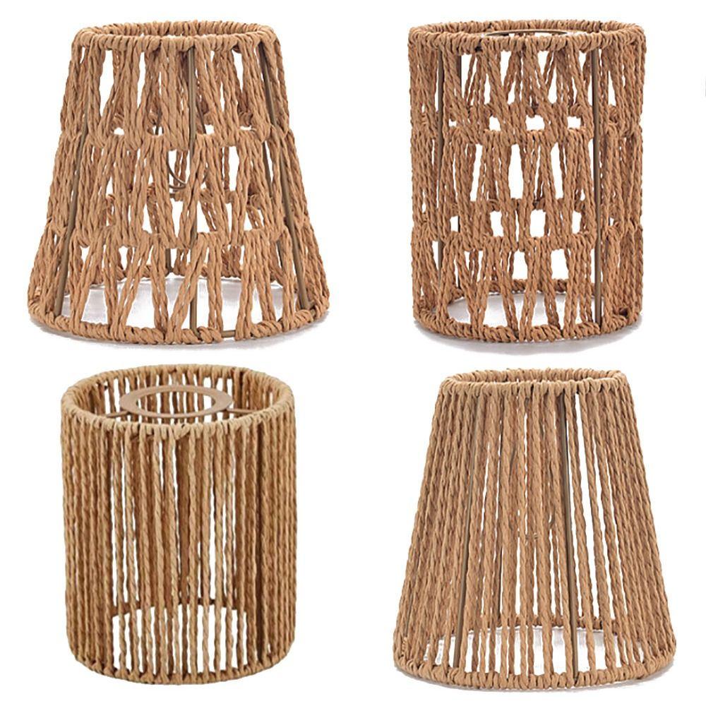 Weaving Design Woven Lampshade Vintage Style Light Fixture Vintage Lampshade Hanging Cane Inspired Light Fixture
