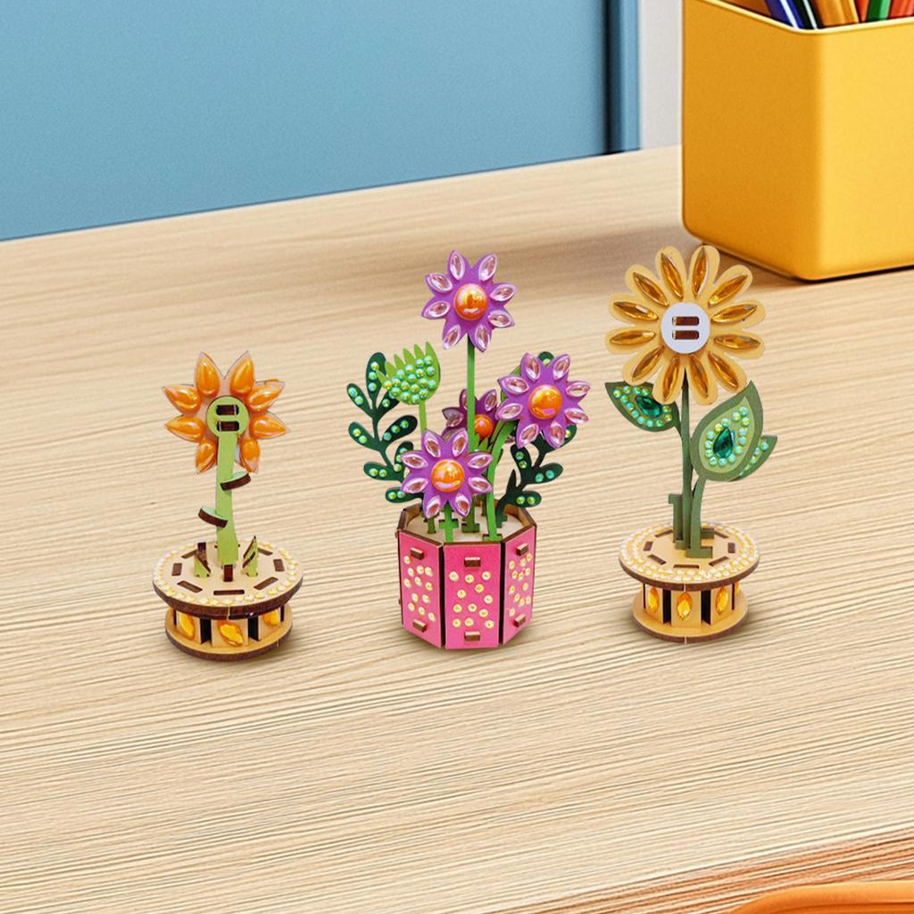 3D Puzzle DIY Wooden Flower Wooden Flowers for Crafts 3D DIY Wood Crafts Flower for Adults & Youngster
