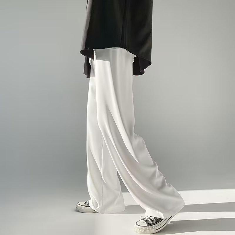 

Мужские летние однотонные свободные прямые повседневные спортивные брюки M белый