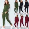Women's 2 Pcs/set Tracksuits Comfy Striped Loungewear With O-neck And Drawstring