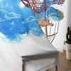 Retro Kort Flygende Ballong Blå Chiffon Gjennomsiktige Gardiner for Stue Soverom Kjøkken Dekorasjon Vindu Voiles Tyllgardin