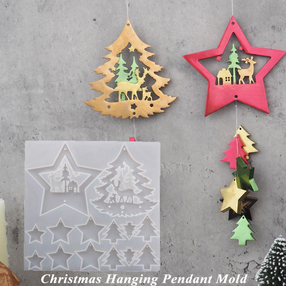 Ornament Christmas Tree Silicone Molds Merry Christmas Resin Mould Christmas Hanging Pendant Mold