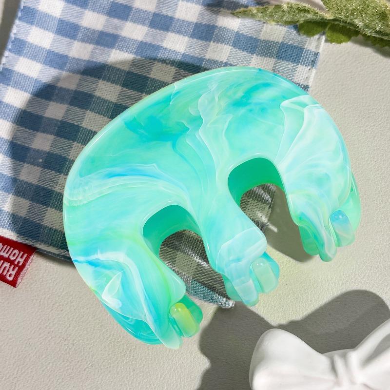 M-shaped Pumpkin Claw Clip High-end Marble Ponytail Hair Clip Back of The Head Updo Shark Clip Hair Accessory