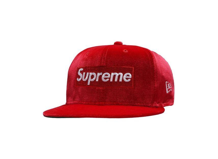 Supreme Velour Box Logo New Era Red 7 1/2