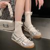 Bow ballet flats women's summer 2025 new sweet shallow mouth round head double one-word buckle belt women's shoes