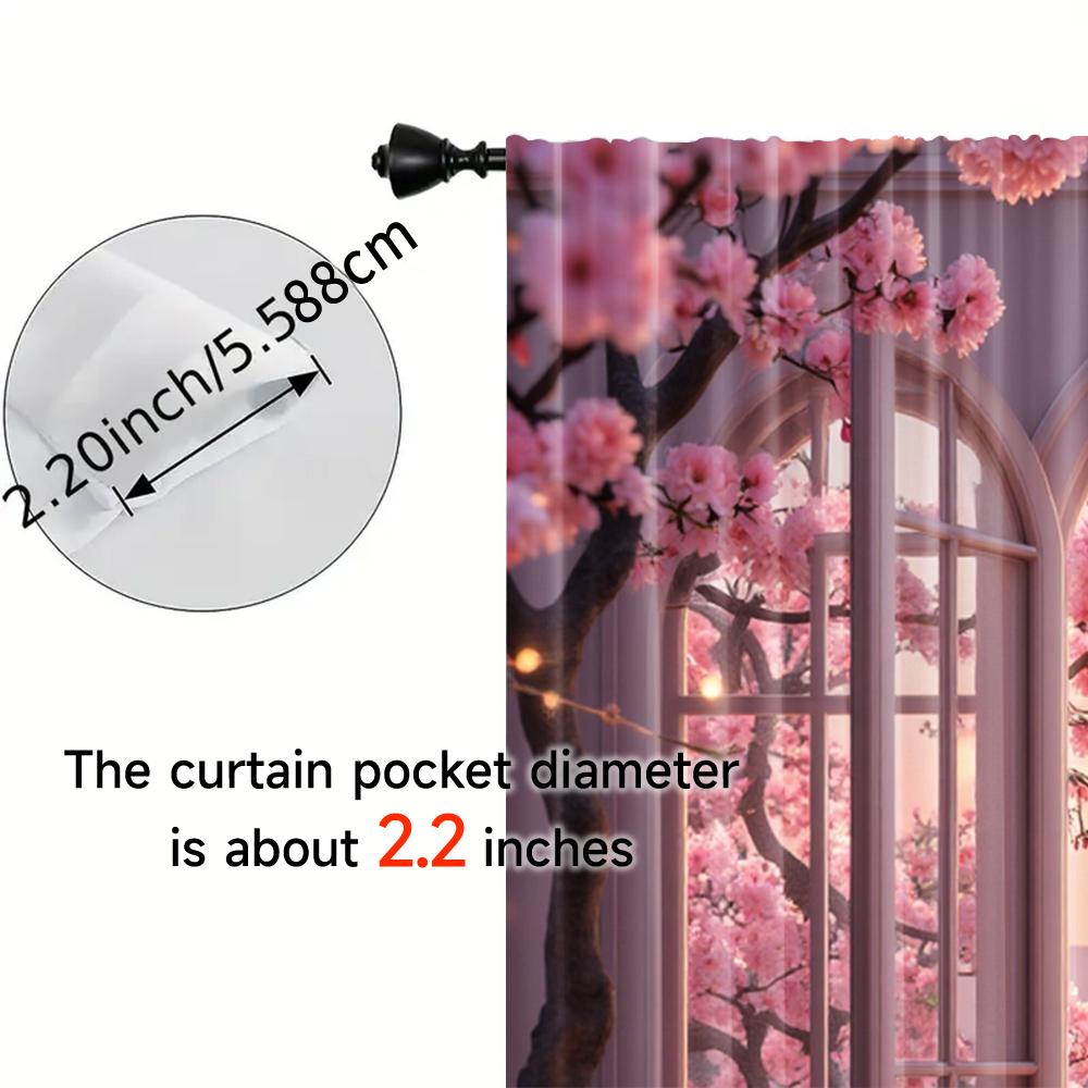 2pcs   spring summer Curtains Spring Flowers Romantic Scenery Prints Light Filtering Curtains Versatile Polyester Fabric Festive